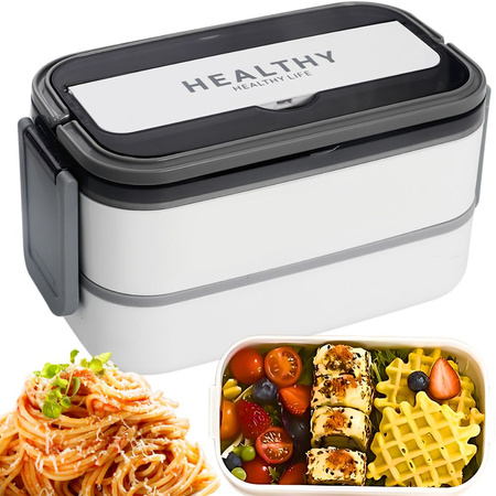 Frühstücksbox mit unterteilungen stapelbehälter xxl besteck lunchbox 1400ml