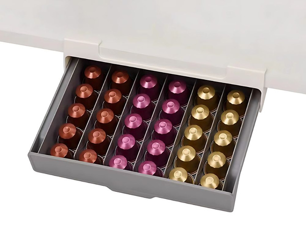 Nespresso kafijas kapsulu sienas organizators 30 kapsulu izvelkamā augšējā daļa