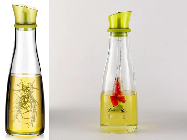 Olaj és ecet üveg üveg adagoló gyógynövény adagolóval 0.5l