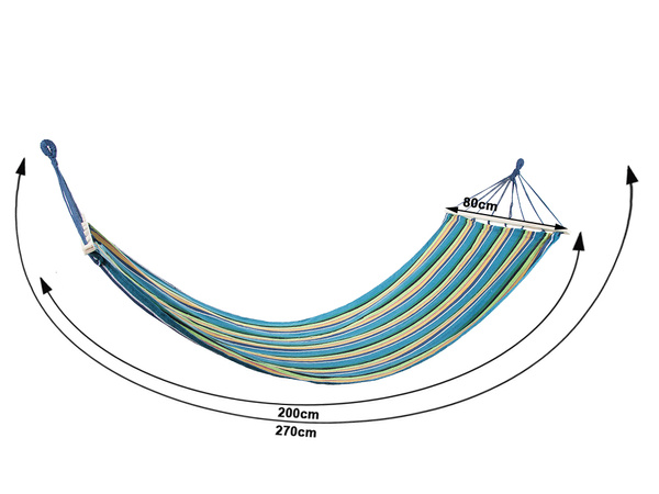 Garden hammock reinforced striped coloured wood rocker swing 200 x 80
