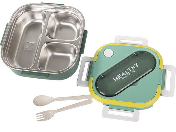 Cutie de mic dejun cu compartimente container tacâmuri cutie de prânz pentru microunde 1000ml