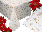 Mantel navidad estrellas blancas copos de nieve 140x220cm