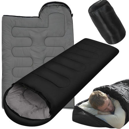 SACO DE DORMIR TURISTA MOMIA CON FUNDA LEKK CÁLIDO CAMPING VIVAC NEGRO