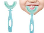 Cepillo de dientes manual de silicona para niños letra u 360