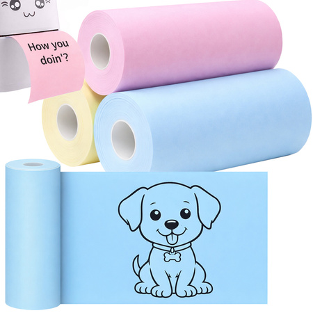 PAPEL PARA IMPRESORA TÉRMICA JUEGO DE 3 ROLLOS DE COLORES AUTOADHESIVOS DE 55 mm