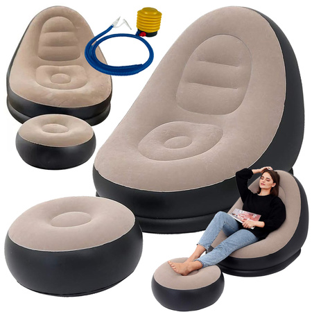 Sillón de jardín tumbona inflable playa puf reposapiés cómodo