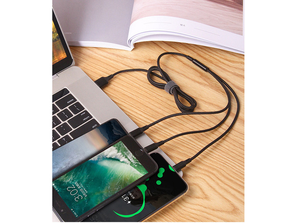 3v1 usb kábel pre telefón lightning kábel iphone micro usb typ-c 1,2 m