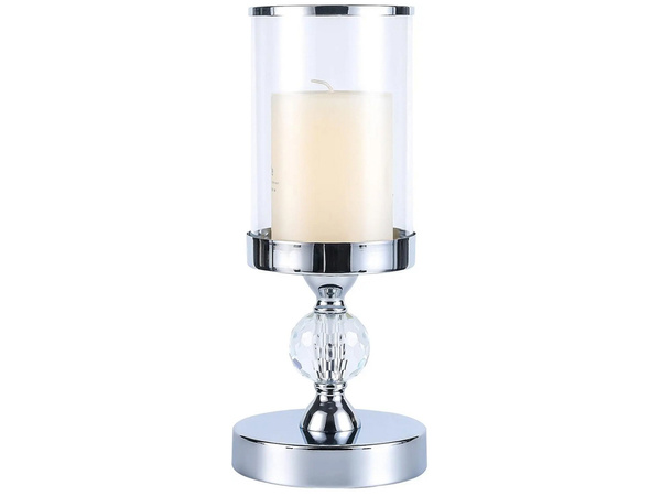 Bougeoirs glamour métal cristal verre set chrome 3 pcs