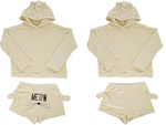 Pyjama deux pièces avec capuche pour femmes, doux et pelucheux, short m