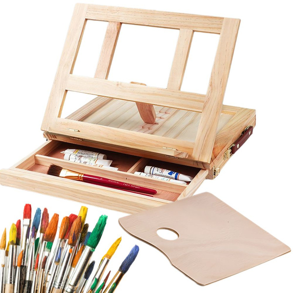 Caballete de escritorio estuche de madera con cajón regulable en inclinación
