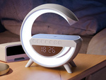 Lampe led rgb gaming chargeur induction haut-parleur réveil radio horloge