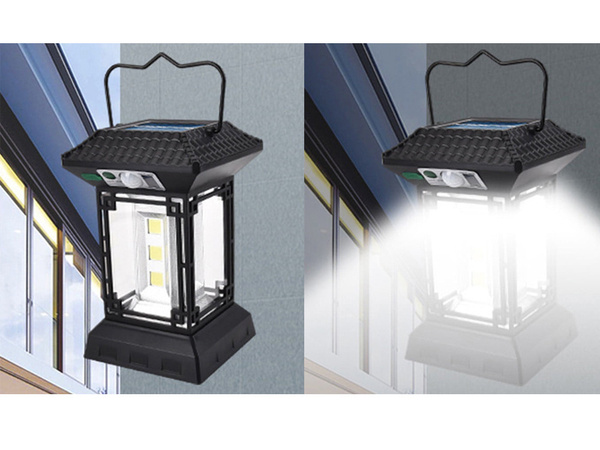 Lampe solaire avec capteur de mouvement crépusculaire 5 modes 60 led cob avec télécommande