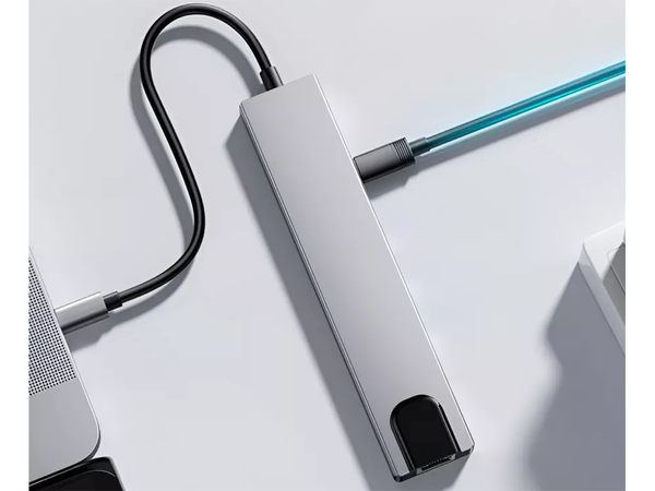 Hub adaptor 8in1 conector 2x usb-c thunderbolt 3 2xusb hdmi sd rj45