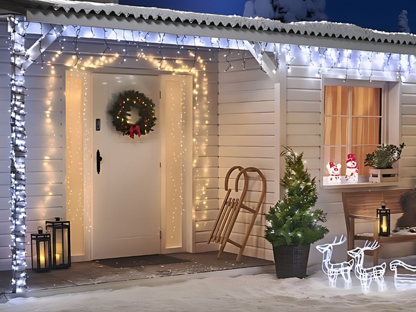 Luces cortina luz navidad guirnalda decoración 500 led frío ip44