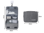 Travel cosmetics bag, hanging organiser for the bathroom, with zip, hook and handle