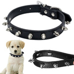 Tachonado collar de perro de cuero ecológico ajustable s