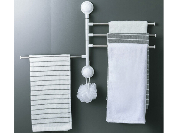 Porte-serviettes de salle de bain pivotant 4 bras