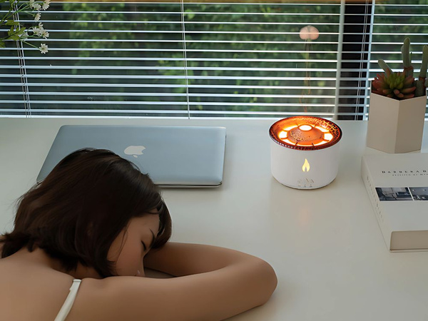 Humidificador de aire led difusor rgb volcán fragancia niebla fuego explosión