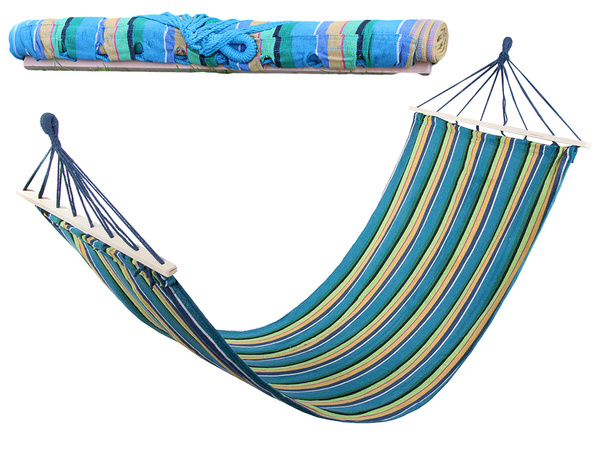 Garden hammock reinforced striped coloured wood rocker swing 200 x 80