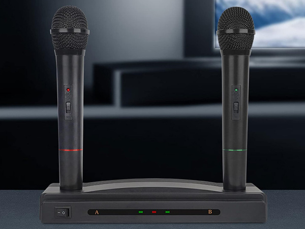 Kit karaoke 2x microphone sans fil + station