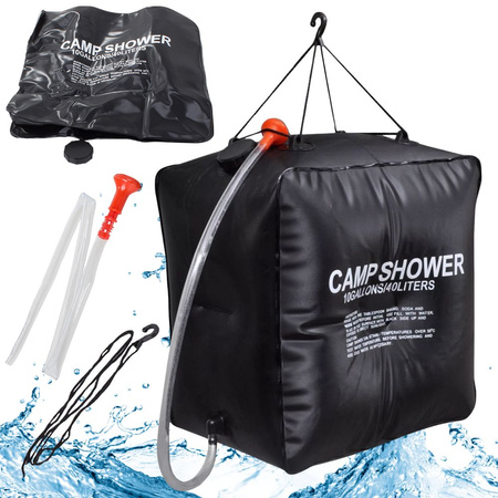 Solar camping shower 40l field tourist shower with hose set