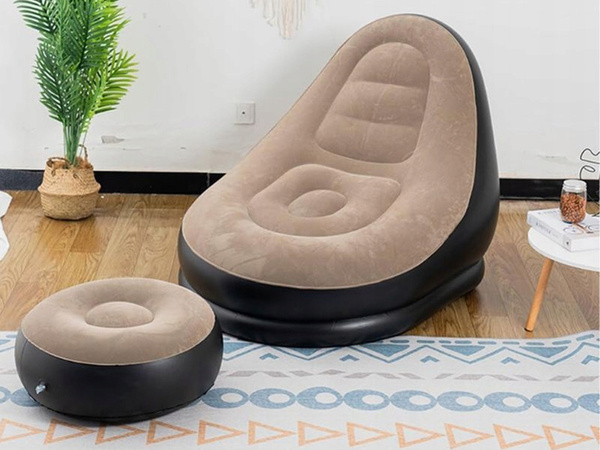 Fauteuil de jardin chaise longue gonflable plage pouf repose-pieds confortable