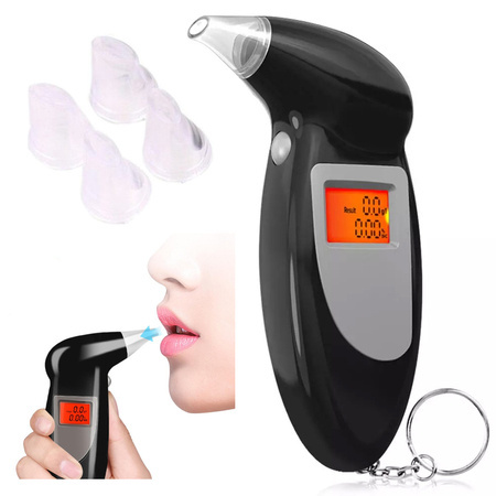 Breathalyser with replaceable mouthpieces 5 tips lcd