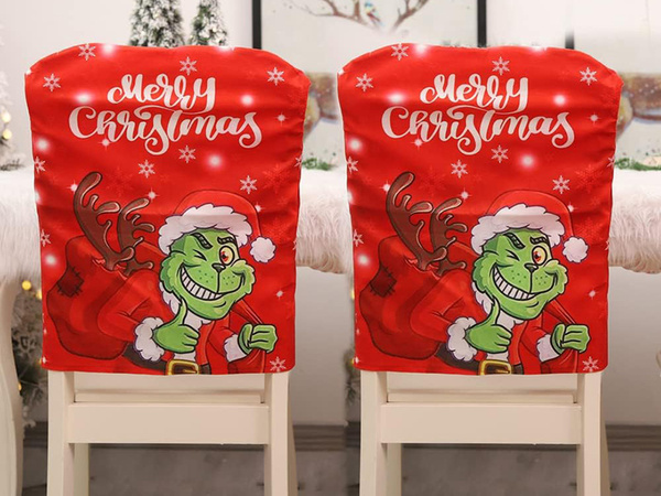 Festive scaun capac decorativ universal grinch pentru spătar