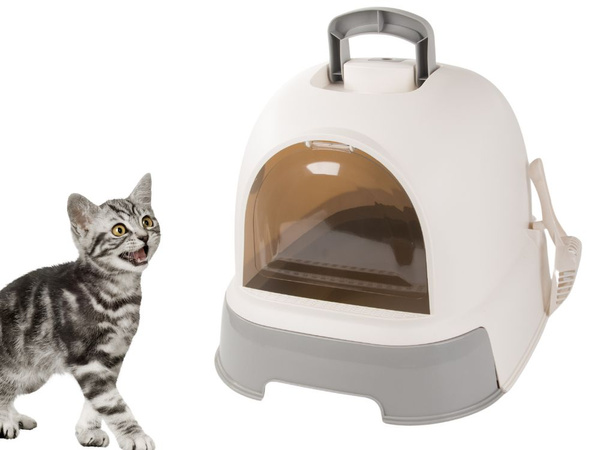 Kuweta dla kota duża zamknięta na żwirek łopatka wytrzymała wysuwana