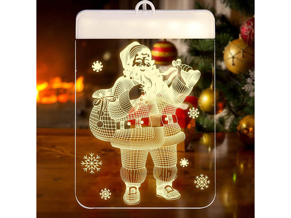 Witraż led 3d na okno ozdoba lampki świąteczne