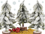 Artificial christmas tree snow small decorative desk on trunk thick snowy