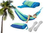Colour striped garden hammak with single person 200x80 pocket etui