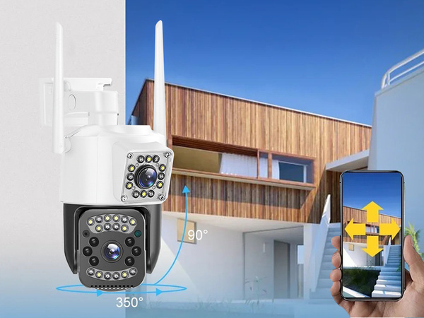 Kamera z dwoma obiektywami wifi zewnętrzna obrotowa wifi detektor ruchu ip