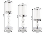 Candle holders glamour metal crystal glass set chrome 3 pcs