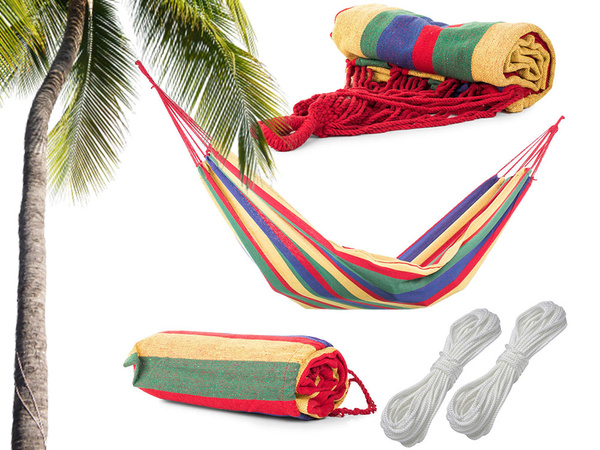 Kerti függőágy dupla xxl turista csíkos borító 200 x 150 nagy