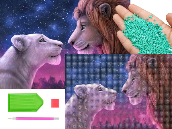 Diamantna vezenina lev set diamantna slika kralj