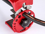 Hand-held cable stripper with adjustable cutting action
