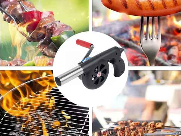ROČNI PIHALNIK ZA PRIŽIGANJE ŽARA ZA TABORNE OGNJEVARNE ŠTEDILNIKE BBQ TRPEŽEN ROČAJ