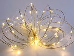 Drôtové svetlá 100 led s batériami 10m biela teplá