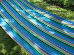 Garden hammock reinforced striped coloured wood rocker swing 200 x 80