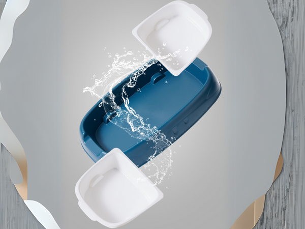 Castron dublu pentru câine pisică detașabil apă și mâncare boluri mari din plastic