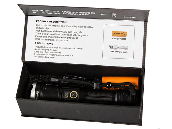 Linterna táctica militar bailong led xhp160 zoom
