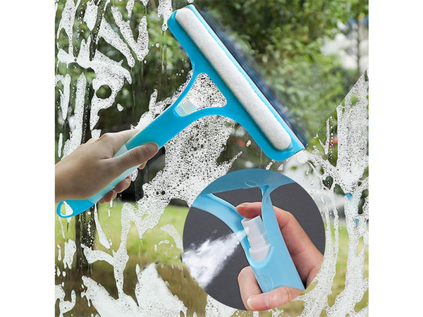 Ablaktörlő ablakmosó mosókefével fülke spray-vel