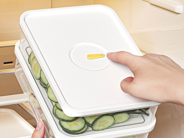 Fedéllel ellátott élelmiszer-tároló légzáró konyha szervező 600 ml