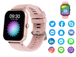 Inteligentné hodinky pre ženy a mužov s gumovým remienkom, športové, Bluetooth, volania, ružové