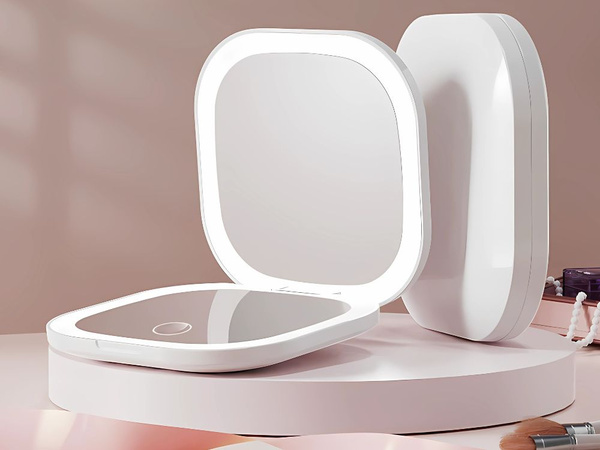 Miroir de maquillage avec éclairage led pliable x5 pour sac de voyage