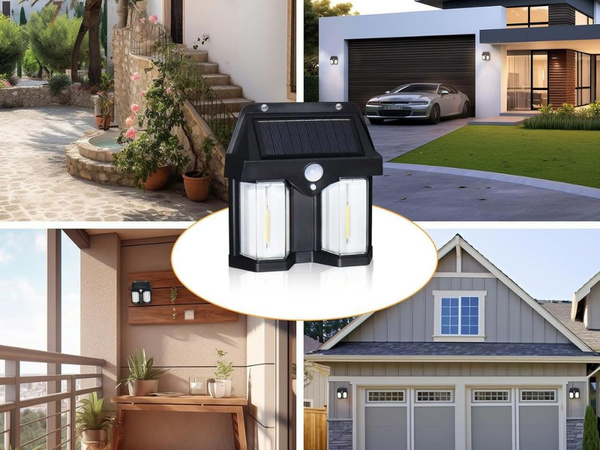 Lampă solară cu senzor de mișcare crepusculară 3 moduri impermeabile 1200lm