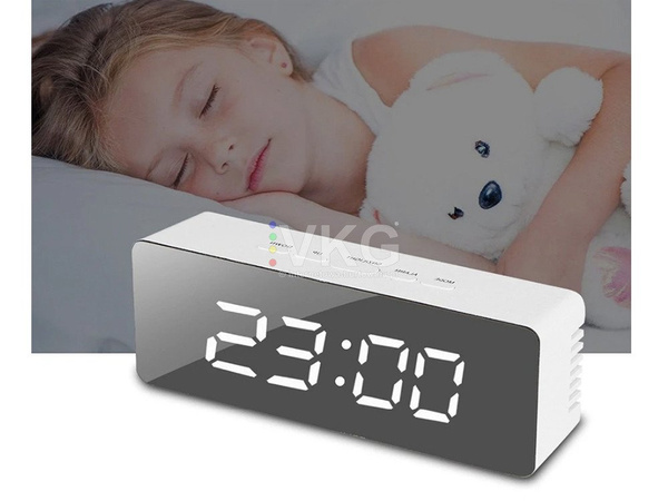 Zegar budzik termometr lustro led alarm data 4w1