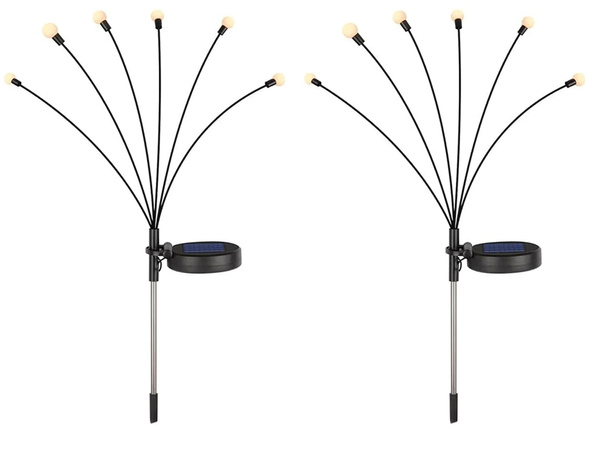 LAMPKI OGRODOWE SOLARNE KULECZKI 2 SZTUKI PO 6 LAMPEK LED DŁUGIE 70 CM