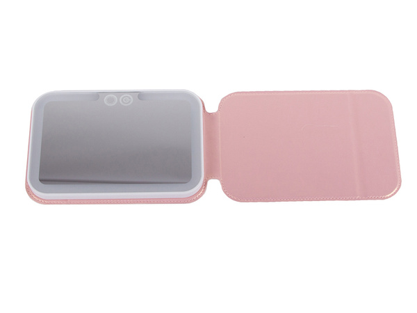 Led illuminated make-up mirror lockable hand mirror in case